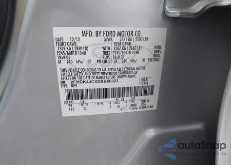 2013 Ford Edge Sel from USA, damaged, VIN 2FMDK4JCXDBB50323